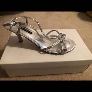 Caparro Silver and Sequin Formal heels size 8.5.